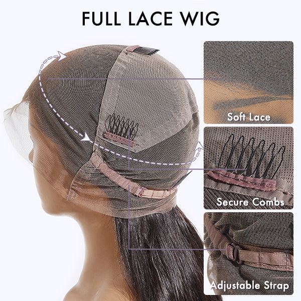Straight Full Lace Human Hair Wig - Blonde | 10"-28"