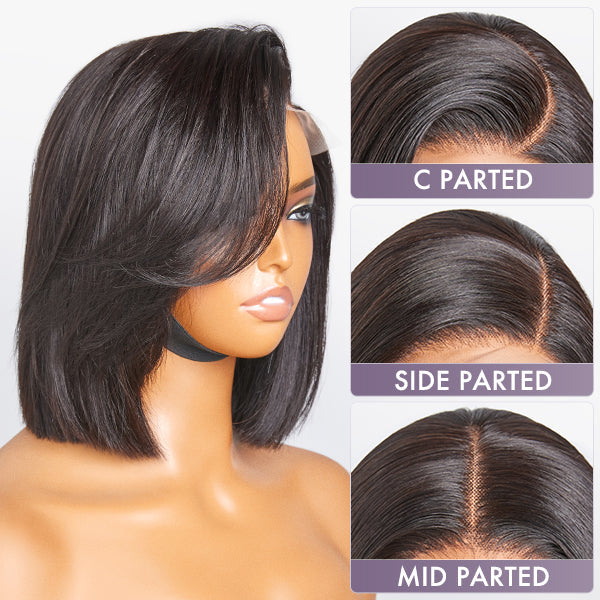 Glueless Bob 5X5 Closure Human Hair Wig with Bangs | 8"-14"