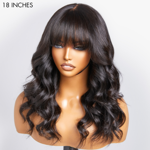 Glueless Loose Wave 5X5 Closure Human Hair Wig with Bangs | 10"-28"