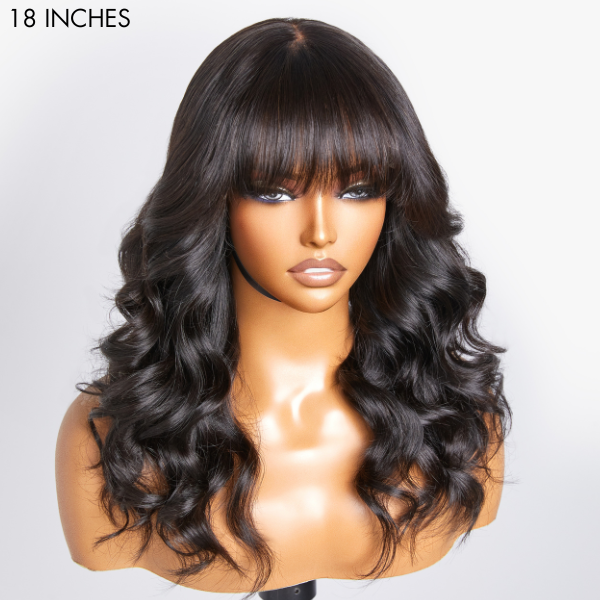 Glueless Loose Wave 5X5 Closure Human Hair Wig with Bangs | 10"-28"