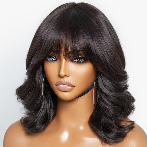 Glueless Bob Human Hair Wig with Bangs | 14"