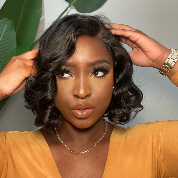 Glueless HD Lace Loose Wave V-Part Human Hair Wig - Highlight | 8"-14"