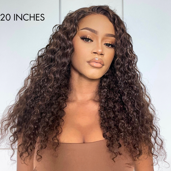 Glueless Curly 5X5 Closure Human Hair Wig - Brown | 10"-28"