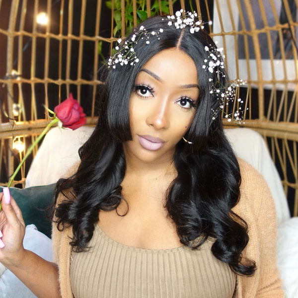 Glueless HD Lace Loose Wave T-Part Lace Human Hair Wig with Bangs | 10"-28"