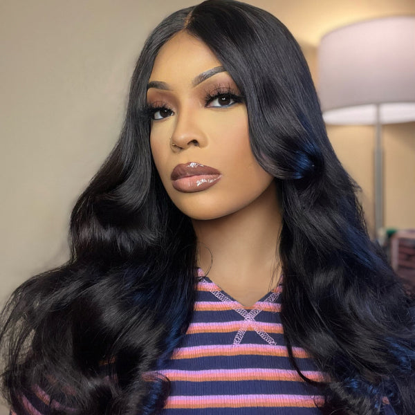 Glueless HD Lace Loose Wave T-Part Lace Human Hair Wig with Bangs | 10"-28"