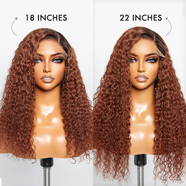 Glueless Curly 5X5 Closure Human Hair Wig - Red | 10"-28"