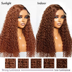 Glueless Curly 5X5 Closure Human Hair Wig - Red | 10"-28"