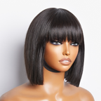 Glueless Bob Human Hair Wig with Bangs | 8"-14"