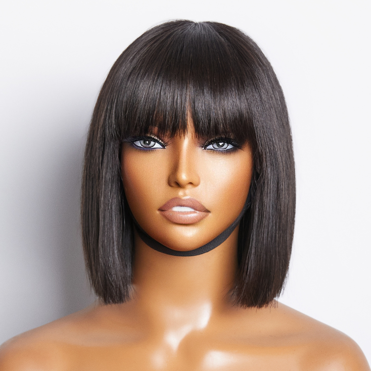 Glueless Bob Human Hair Wig with Bangs | 8"-14"