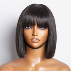 Glueless Bob Human Hair Wig with Bangs | 8"-14"