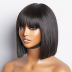 Glueless Bob Human Hair Wig with Bangs | 8"-14"