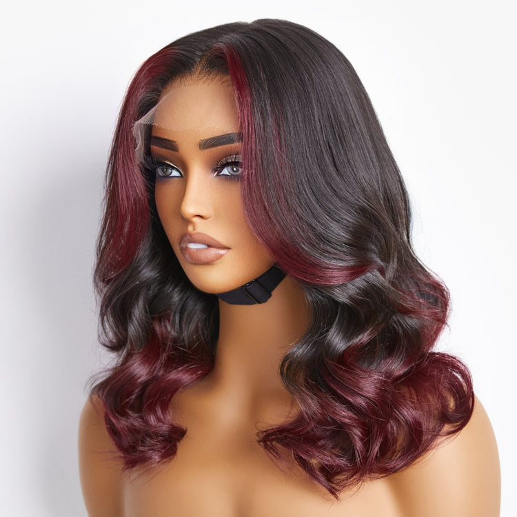 Glueless HD Lace Loose Wave T-Part Lace Human Hair Wig - Red | 10"-28"