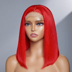 Glueless Bob 4X4 Closure Human Hair Wig - Red | 8"-14"