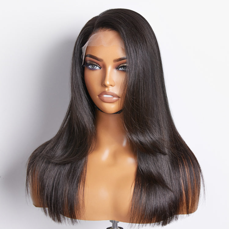 Glueless HD Lace Layered T-Part Lace Human Hair Wig - Red with Bangs | 10"-28"