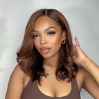 Glueless Body Wave 5X5 Closure Human Hair Wig - Red with Bangs | 10"-28"