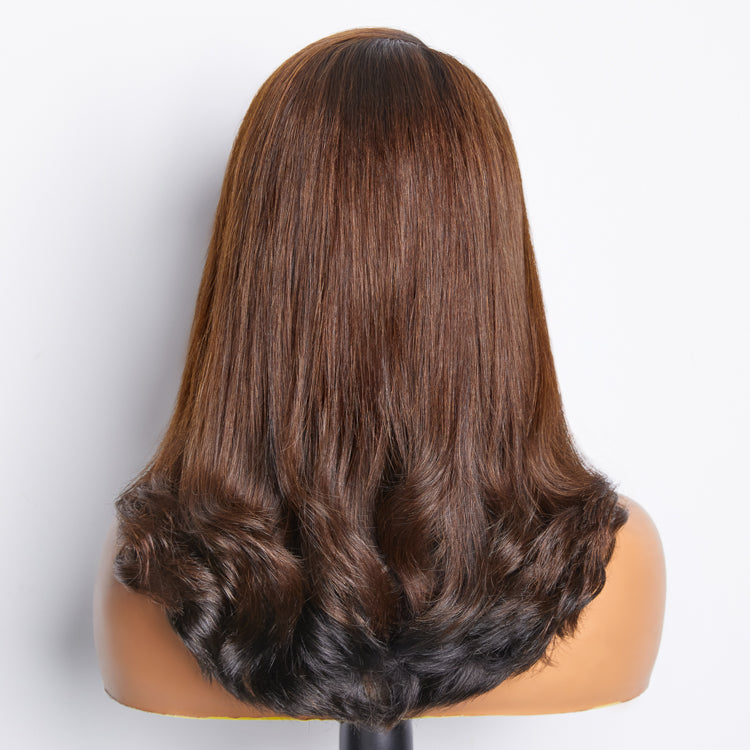 Glueless Body Wave 5X5 Closure Human Hair Wig - Red with Bangs | 10"-28"