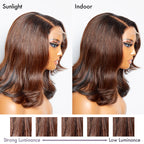 Glueless Body Wave 5X5 Closure Human Hair Wig - Red with Bangs | 10"-28"