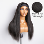 Glueless Kinky Straight Headband Human Hair Wig | 10"-28"