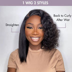 Glueless Curly T-Part Lace Human Hair Wig - Red | 8"-14"