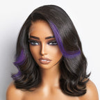 Glueless HD Lace Loose Wave T-Part Lace Human Hair Wig - Purple | 10"-28"