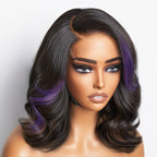 Glueless HD Lace Loose Wave T-Part Lace Human Hair Wig - Purple | 10"-28"