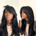 Glueless HD Lace Layered U-Part Human Hair Wig - Red with Bangs | 10"-28"