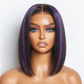 Glueless HD Lace Bob T-Part Lace Human Hair Wig - Purple | 8"-14"