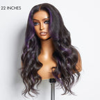 Glueless HD Lace Loose Wave V-Part Human Hair Wig - Purple | 10"-28"