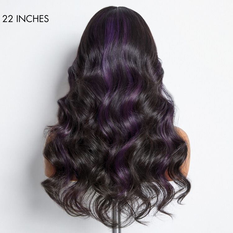Glueless HD Lace Loose Wave V-Part Human Hair Wig - Purple | 10"-28"