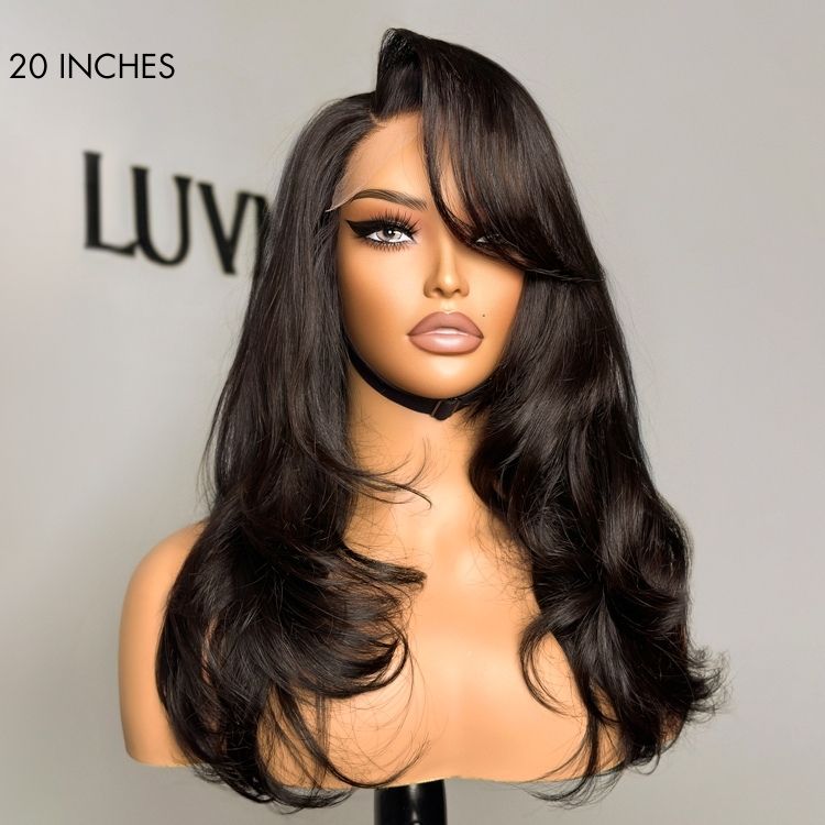 Glueless HD Lace Layered U-Part Human Hair Wig - Red with Bangs | 10"-28"