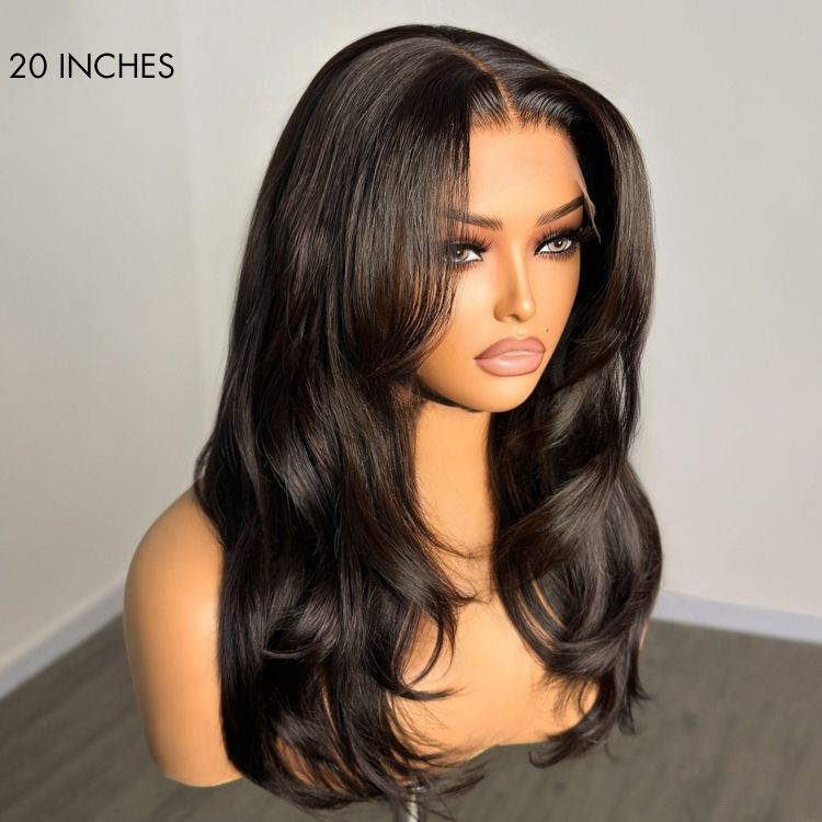 Glueless HD Lace Layered U-Part Human Hair Wig - Red with Bangs | 10"-28"