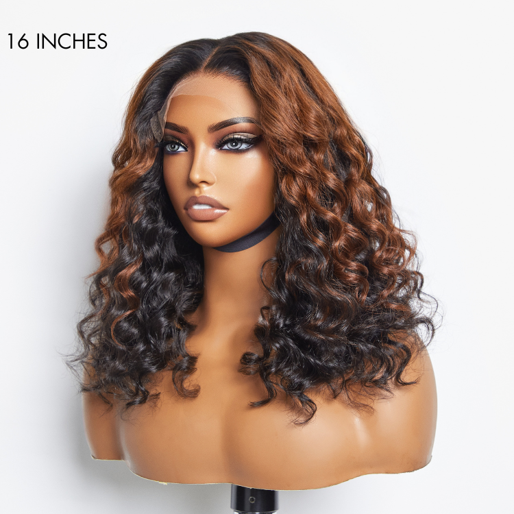 Glueless Curly 5X5 Closure Human Hair Wig - Red | 10"-28"