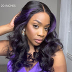 Glueless HD Lace Loose Wave V-Part Human Hair Wig - Purple | 10"-28"