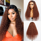 Glueless Curly 5X5 Closure Human Hair Wig - Red | 10"-28"