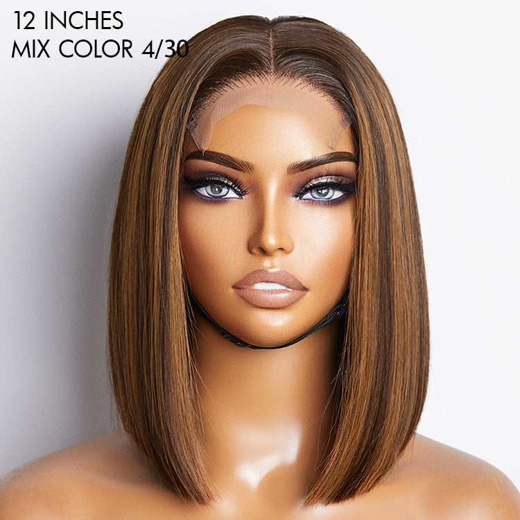 Glueless Bob 4X4 Closure Human Hair Wig - Red | 8"-14"