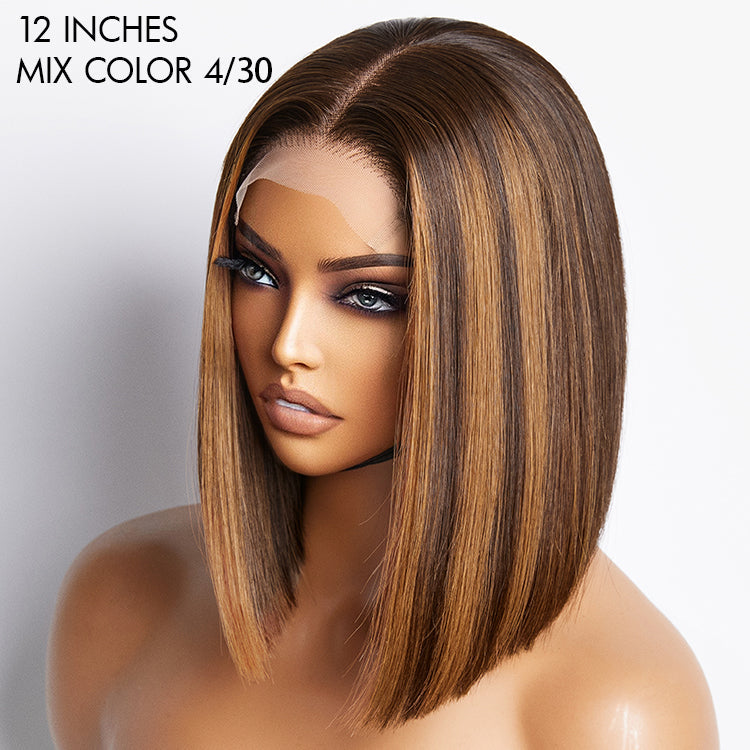 Glueless Bob 4X4 Closure Human Hair Wig - Red | 8"-14"