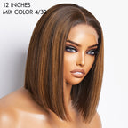 Glueless Bob 4X4 Closure Human Hair Wig - Red | 8"-14"