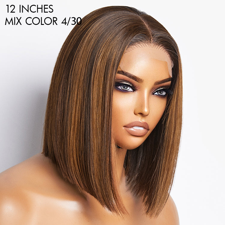 Glueless Bob 4X4 Closure Human Hair Wig - Red | 8"-14"