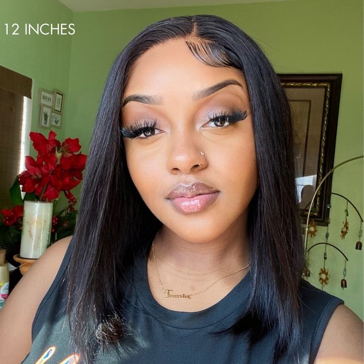 Glueless Straight 4X4 Closure Human Hair Wig | 8"-14"