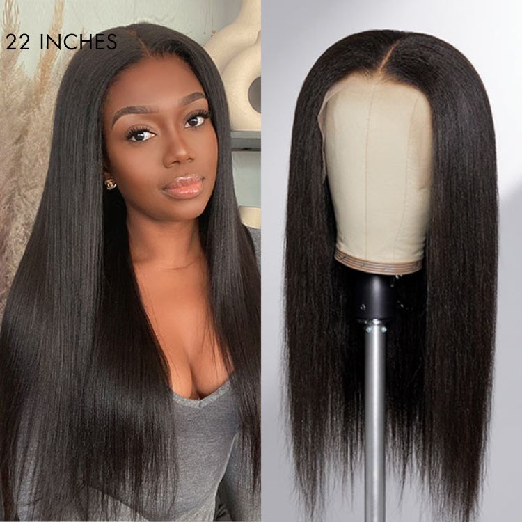 Glueless HD Lace Kinky Straight T-Part Lace Human Hair Wig | 10"-28"