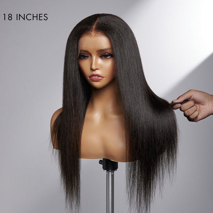 Glueless HD Lace Kinky Straight T-Part Lace Human Hair Wig | 10"-28"