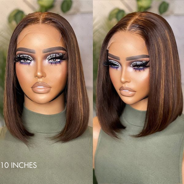Glueless Bob 4X4 Closure Human Hair Wig - Highlight | 8"-14"