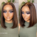 Glueless Bob 4X4 Closure Human Hair Wig - Highlight | 8"-14"