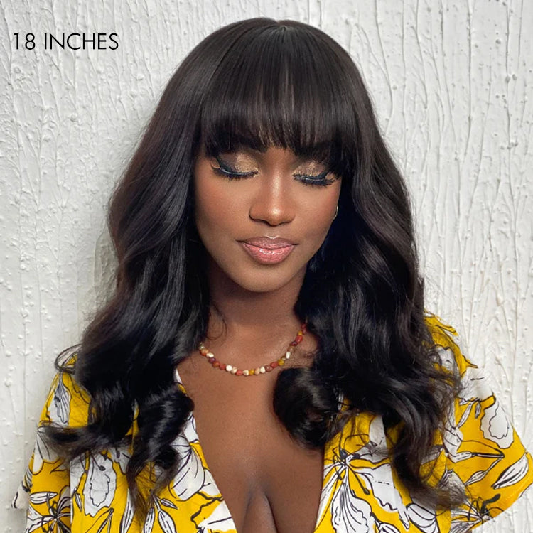 Glueless Loose Wave 5X5 Closure Human Hair Wig with Bangs | 10"-28"