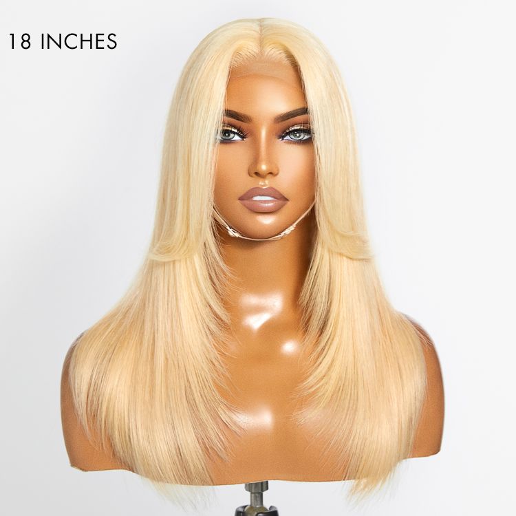 Glueless HD Lace Layered T-Part Lace Human Hair Wig - Red with Bangs | 10"-28"