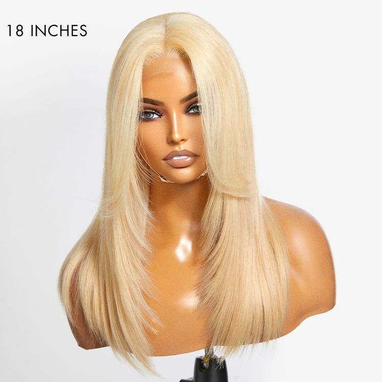 Glueless HD Lace Layered T-Part Lace Human Hair Wig - Red with Bangs | 10"-28"