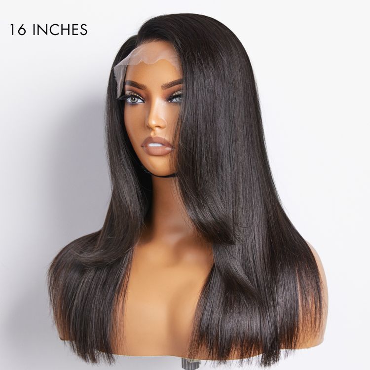 Glueless HD Lace Layered T-Part Lace Human Hair Wig - Red with Bangs | 10"-28"