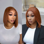 Glueless Bob 4X4 Closure Human Hair Wig - Red | 8"-14"