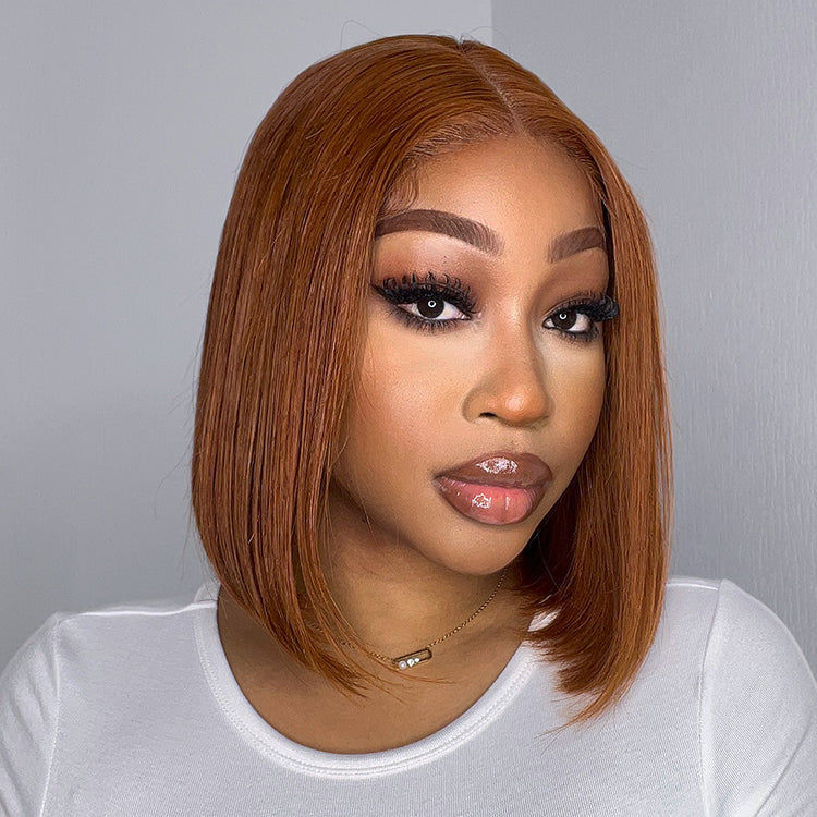 Glueless Bob 4X4 Closure Human Hair Wig - Red | 8"-14"