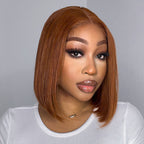 Glueless Bob 4X4 Closure Human Hair Wig - Red | 8"-14"